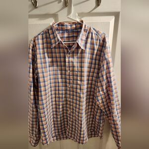 J. Crew Men's Blue and Orange Checkered Shirt